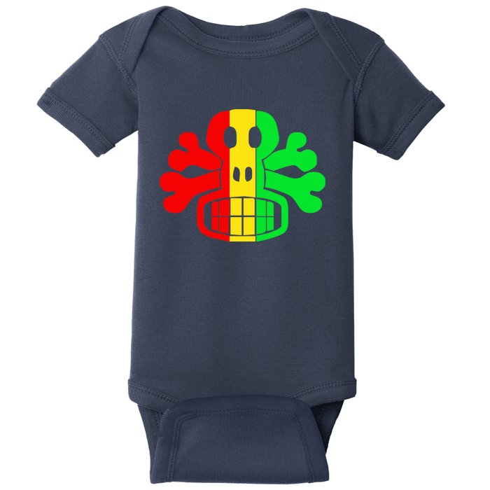 RASTA SKULL AND CROSSBONES Reggae Dub Club Rave Baby Bodysuit