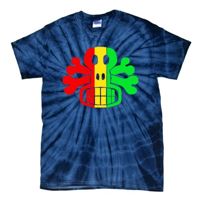 RASTA SKULL AND CROSSBONES Reggae Dub Club Rave Tie-Dye T-Shirt