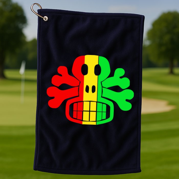 RASTA SKULL AND CROSSBONES Reggae Dub Club Rave Golf Towel