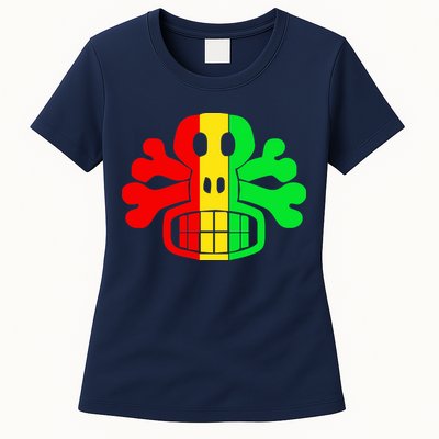 RASTA SKULL AND CROSSBONES Reggae Dub Club Rave Womens T-Shirt