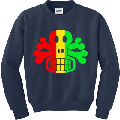 RASTA SKULL AND CROSSBONES Reggae Dub Club Rave Kids Sweatshirt
