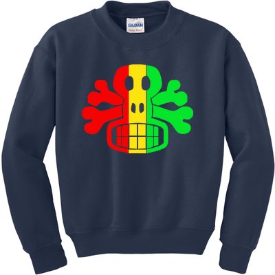 RASTA SKULL AND CROSSBONES Reggae Dub Club Rave Kids Sweatshirt