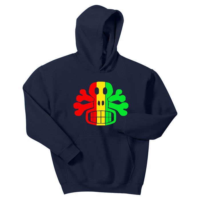 RASTA SKULL AND CROSSBONES Reggae Dub Club Rave Kids Hoodie