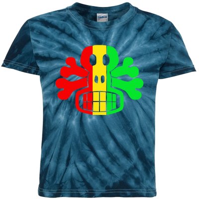 RASTA SKULL AND CROSSBONES Reggae Dub Club Rave Kids Tie-Dye T-Shirt