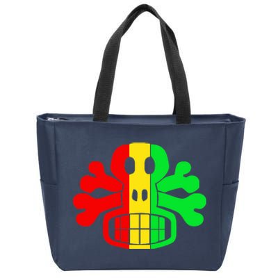 RASTA SKULL AND CROSSBONES Reggae Dub Club Rave Zip Tote Bag