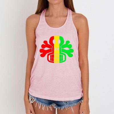 RASTA SKULL AND CROSSBONES Reggae Dub Club Rave Women's Knotted Racerback Tank