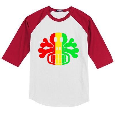 RASTA SKULL AND CROSSBONES Reggae Dub Club Rave Kids Colorblock Raglan Jersey