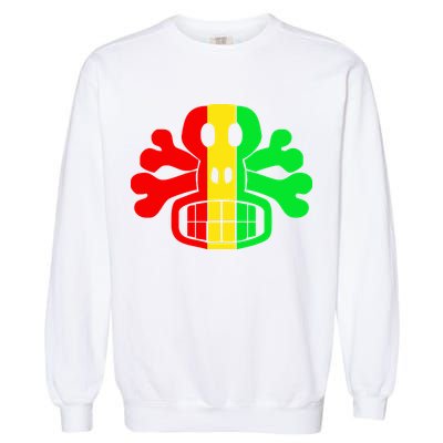 RASTA SKULL AND CROSSBONES Reggae Dub Club Rave Garment-Dyed Sweatshirt