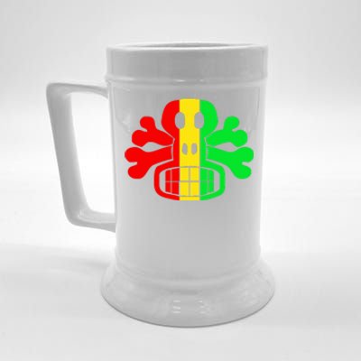 RASTA SKULL AND CROSSBONES Reggae Dub Club Rave Beer Stein