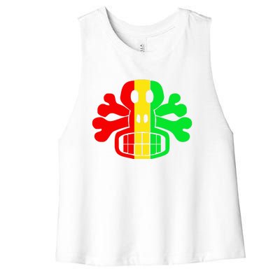 RASTA SKULL AND CROSSBONES Reggae Dub Club Rave Women's Racerback Cropped Tank