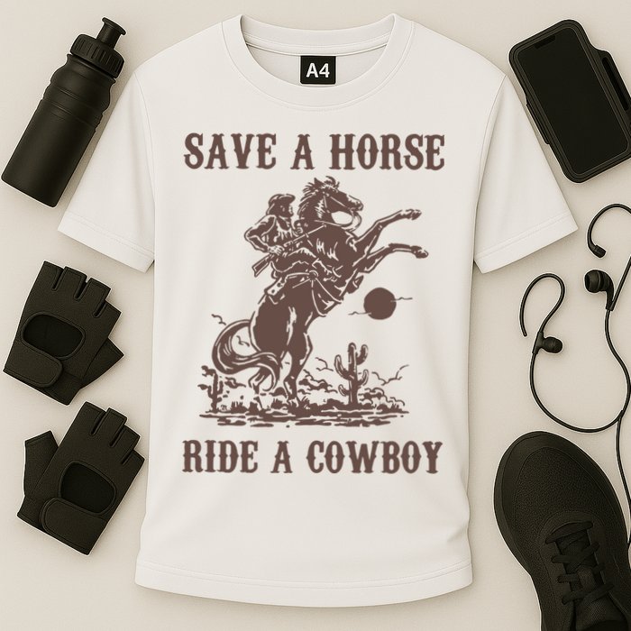 Retro Save A Horse Ride A Cowboy Country Music Cooling Performance Crew T-Shirt