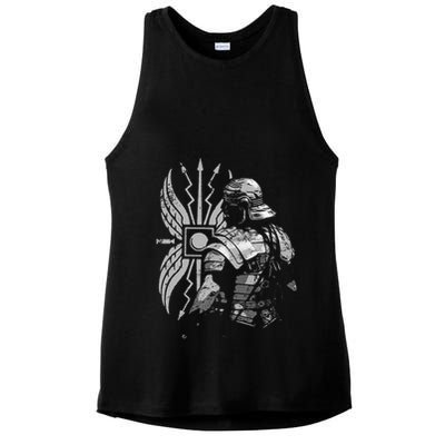 Roman Soldier Armor Imperial Gallic Scutum Ancient Rome Ladies PosiCharge Tri-Blend Wicking Tank