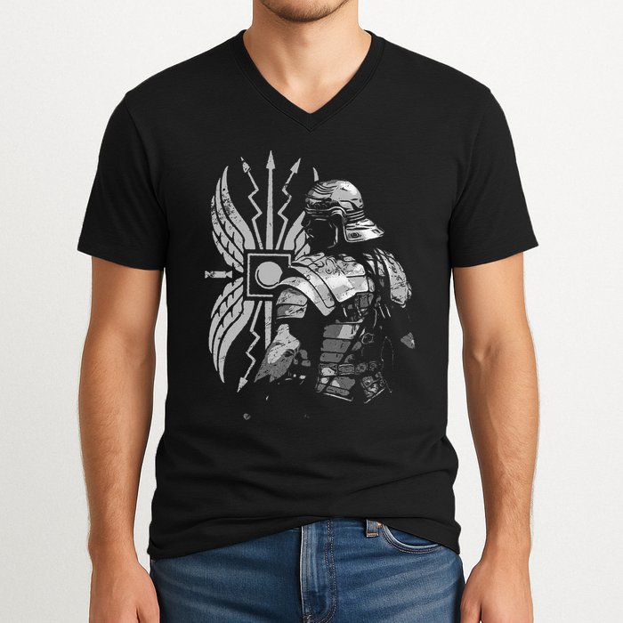 Roman Soldier Armor Imperial Gallic Scutum Ancient Rome V-Neck T-Shirt