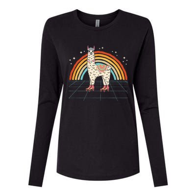 Roller Skating Alpaca Skater Skate 70s 80s Womens Cotton Relaxed Long Sleeve T-Shirt