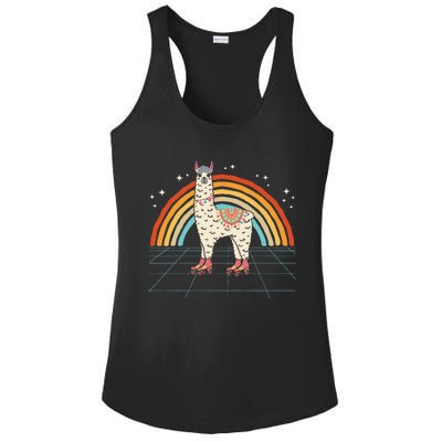 Roller Skating Alpaca Skater Skate 70s 80s Ladies PosiCharge Competitor Racerback Tank