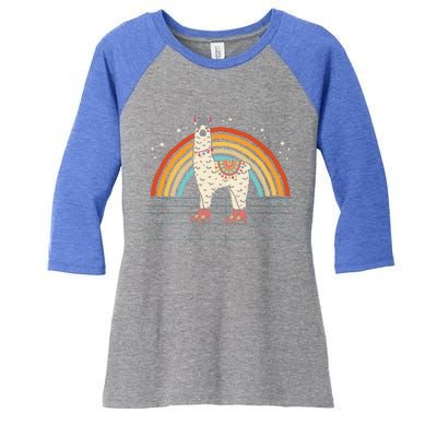 Roller Skating Alpaca Skater Skate 70s 80s Women's Tri-Blend 3/4-Sleeve Raglan Shirt