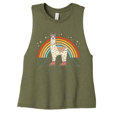 Roller Skating Alpaca Skater Skate 70s 80s Women's Racerback Cropped Tank