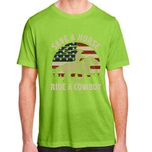 Retro Save A Horse Ride A Cow Riding Horse Rodeo Usa Flag Gift Adult ChromaSoft Performance T-Shirt