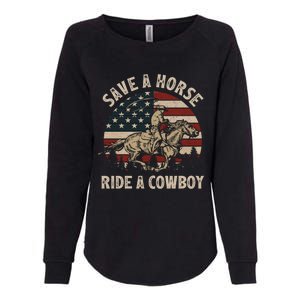 Retro Save A Horse Ride A Cow Riding Horse Rodeo Usa Flag Gift Womens California Wash Sweatshirt