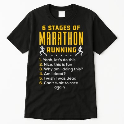 Runner Sport Athlete 6 Stages Of Marathon Running Tall T-Shirt