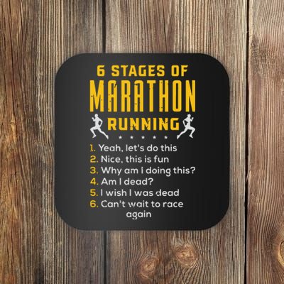 Runner Sport Athlete 6 Stages Of Marathon Running Coaster