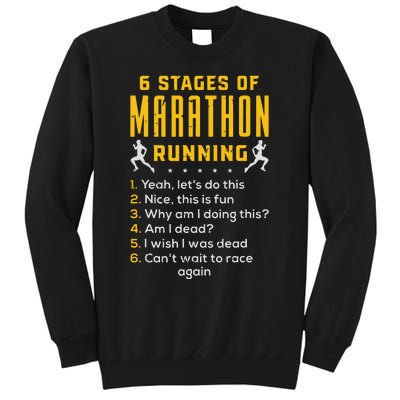 Runner Sport Athlete 6 Stages Of Marathon Running Tall Sweatshirt