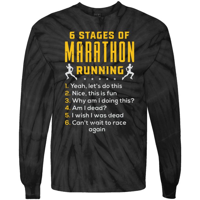 Runner Sport Athlete 6 Stages Of Marathon Running Tie-Dye Long Sleeve Shirt