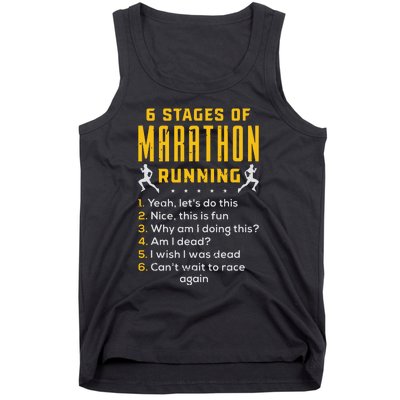 Runner Sport Athlete 6 Stages Of Marathon Running Tank Top