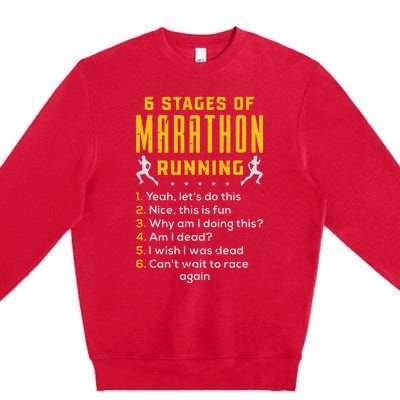 Runner Sport Athlete 6 Stages Of Marathon Running Premium Crewneck Sweatshirt