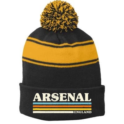 Retro Stripe Arsenal Stripe Pom Pom Beanie