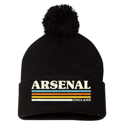Retro Stripe Arsenal Pom Pom 12in Knit Beanie