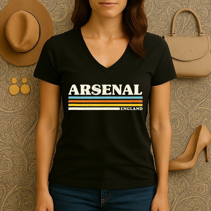 Retro Stripe Arsenal Women's V-Neck T-Shirt