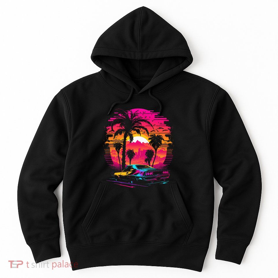 Retrowave Synthwave Aesthetic Sports Car 80s 90s Hoodie