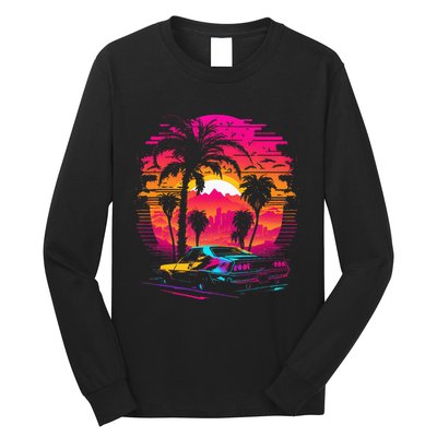 Retrowave Synthwave Aesthetic Sports Car 80s 90s Long Sleeve Shirt