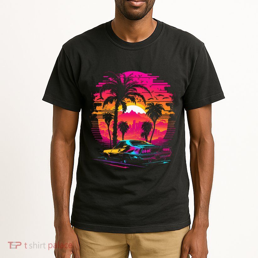 Retrowave Synthwave Aesthetic Sports Car 80s 90s Tall T-Shirt
