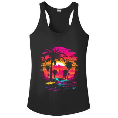 Retrowave Synthwave Aesthetic Sports Car 80s 90s Ladies PosiCharge Competitor Racerback Tank