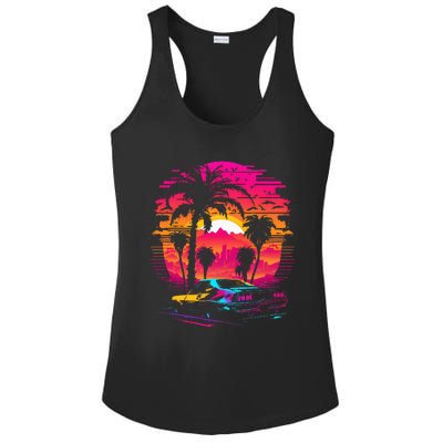 Retrowave Synthwave Aesthetic Sports Car 80s 90s Ladies PosiCharge Competitor Racerback Tank