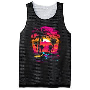 Retrowave Synthwave Aesthetic Sports Car 80s 90s Mesh Reversible Basketball Jersey Tank