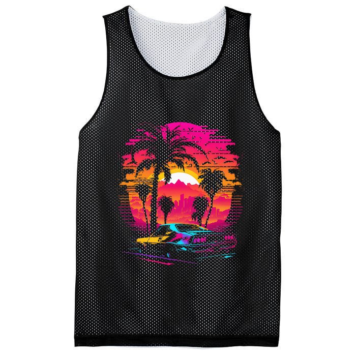 Retrowave Synthwave Aesthetic Sports Car 80s 90s Mesh Reversible Basketball Jersey Tank