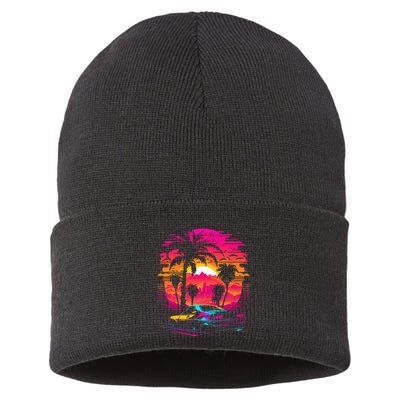Retrowave Synthwave Aesthetic Sports Car 80s 90s Sustainable Knit Beanie