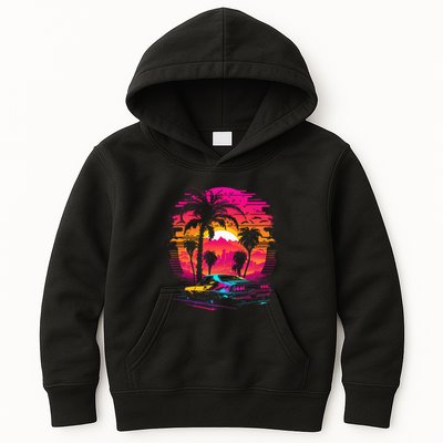 Retrowave Synthwave Aesthetic Sports Car 80s 90s Kids Hoodie