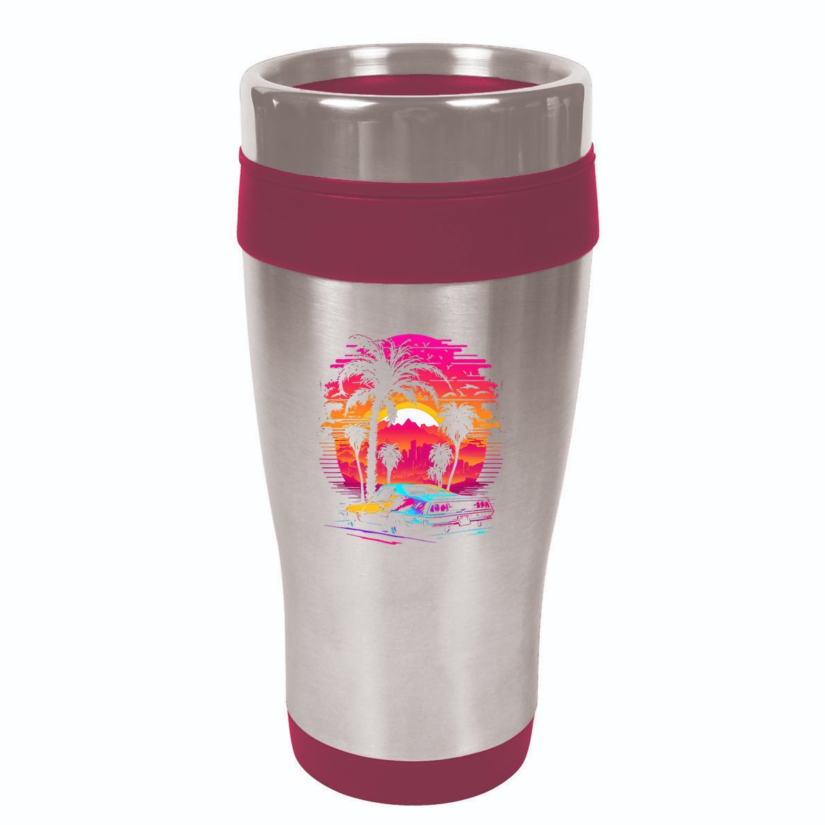 Retrowave Synthwave Aesthetic Sports Car 80s 90s 16oz Travel Tumbler