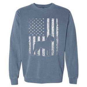 Retro Schnauzer American Flag Dog Dad Dog Mom Garment-Dyed Sweatshirt