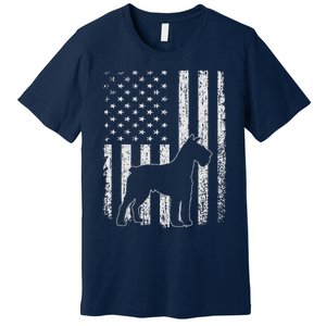 Retro Schnauzer American Flag Dog Dad Dog Mom Premium T-Shirt