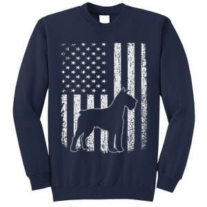 Retro Schnauzer American Flag Dog Dad Dog Mom Tall Sweatshirt