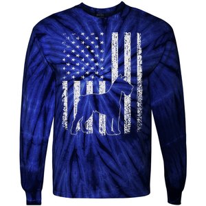 Retro Schnauzer American Flag Dog Dad Dog Mom Tie-Dye Long Sleeve Shirt