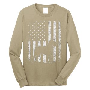 Retro Schnauzer American Flag Dog Dad Dog Mom Long Sleeve Shirt