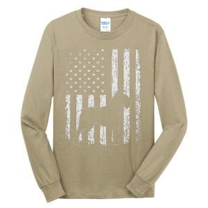 Retro Schnauzer American Flag Dog Dad Dog Mom Tall Long Sleeve T-Shirt