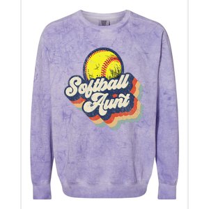 Retro Softball Aunt Auntie Softball MotherS Day Colorblast Crewneck Sweatshirt