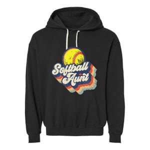 Retro Softball Aunt Auntie Softball MotherS Day Garment-Dyed Fleece Hoodie